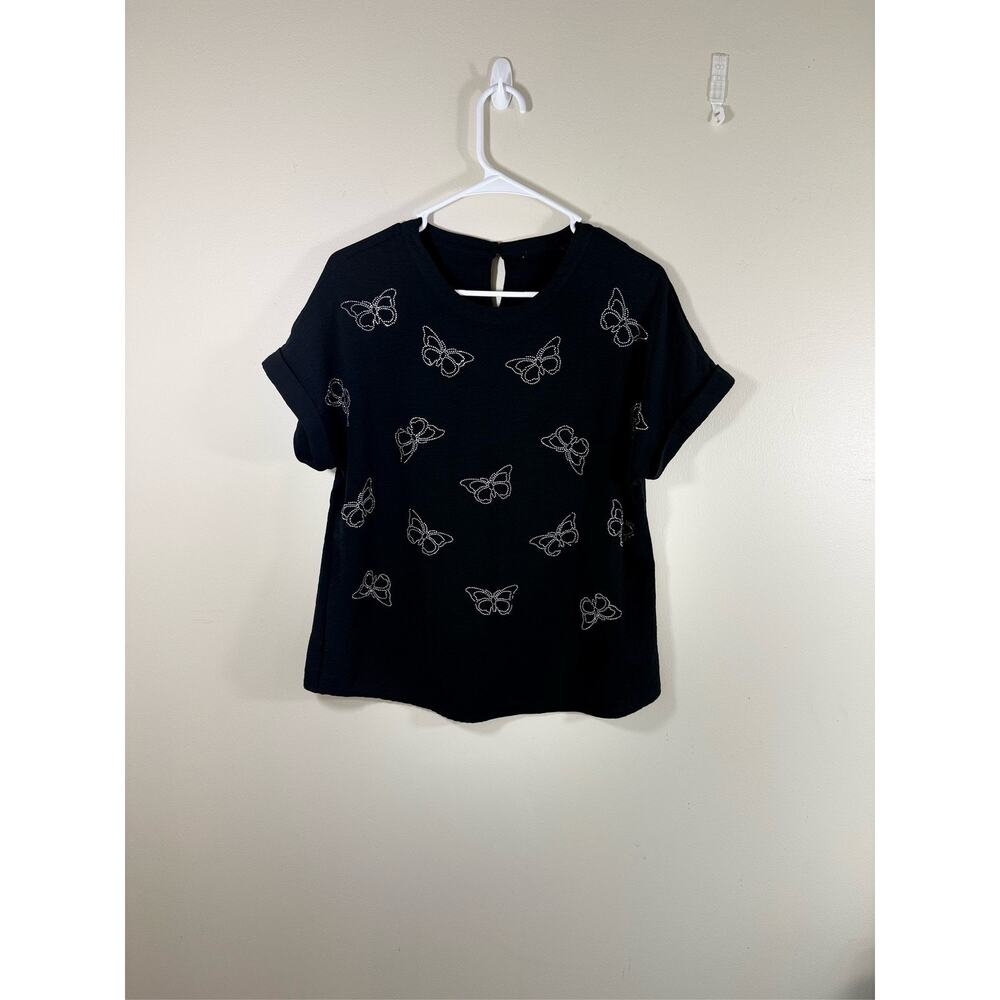 Butterfly Rhinestone Blouse Fairycore Y2K Coquette M/L